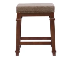Clark Walnut & Light Brown Upholstered Tweed Backless Counter Stool -Household Items Sale 810543403 A0 2