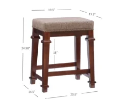 Clark Walnut & Light Brown Upholstered Tweed Backless Counter Stool -Household Items Sale 810543403 D8 9