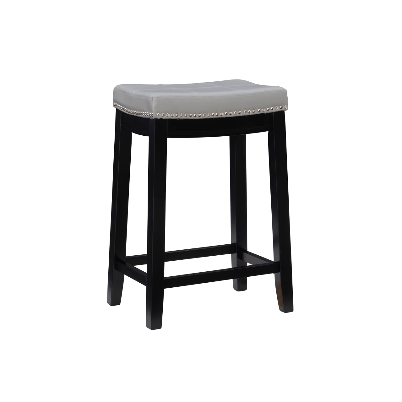 Brooke Gray & Black Faux Leather Backless Padded Counter Stool 3 Brooke Gray & Black Faux Leather Backless Padded Counter Stool