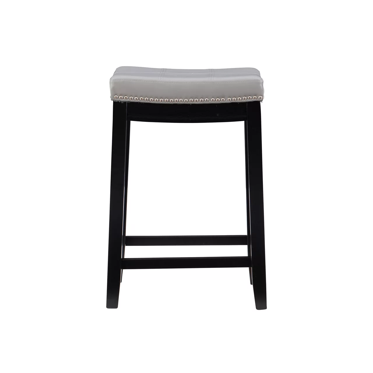 Brooke Gray & Black Faux Leather Backless Padded Counter Stool 7 Brooke Gray & Black Faux Leather Backless Padded Counter Stool - Image 5