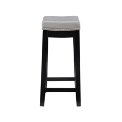 Brooke Gray & Black Faux Leather Backless Padded Counter Stool 14 Brooke Gray & Black Faux Leather Backless Padded Counter Stool -Household Items Sale 810543418 4