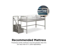DHP Kaden Gray Junior Twin Loft Bed With Storage Steps -Household Items Sale 810543776 1