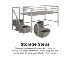 DHP Kaden Gray Junior Twin Loft Bed With Storage Steps -Household Items Sale 810543776 3