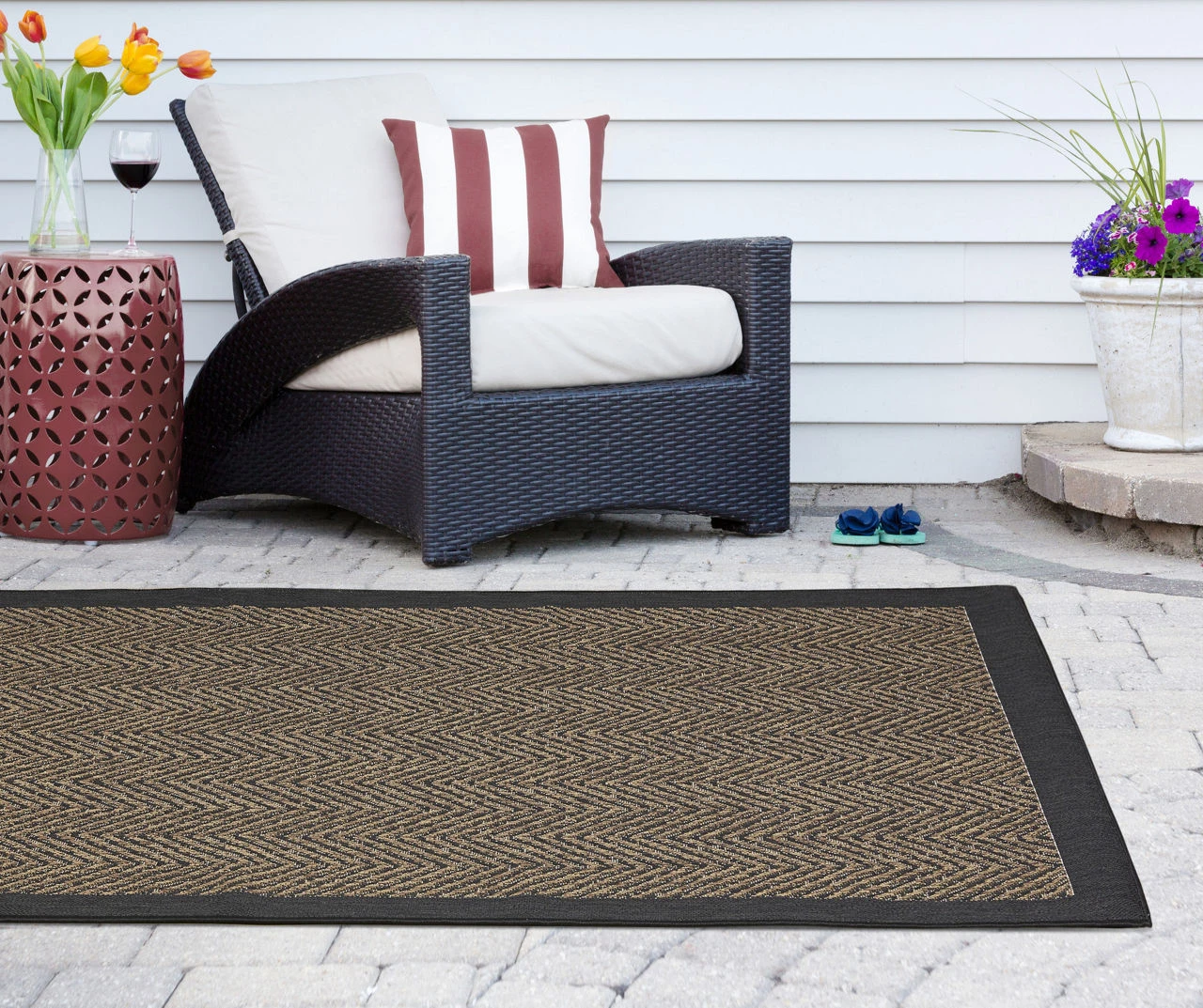 Biscayne Textured Chevron Outdoor Area Rug, (8' X 10') 3 Biscayne Textured Chevron Outdoor Area Rug, (8' X 10')