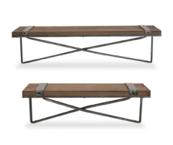 Brown & Black Cross-Bar 2-Piece Wall Shelf Set