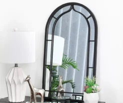 Black Rounded Arch Wall Mirror, (33.07") -Household Items Sale 810546462 10