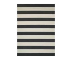 Afuera Onyx & Ivory Stripe Outdoor Area Rug, (7' 10" X 10' 9")