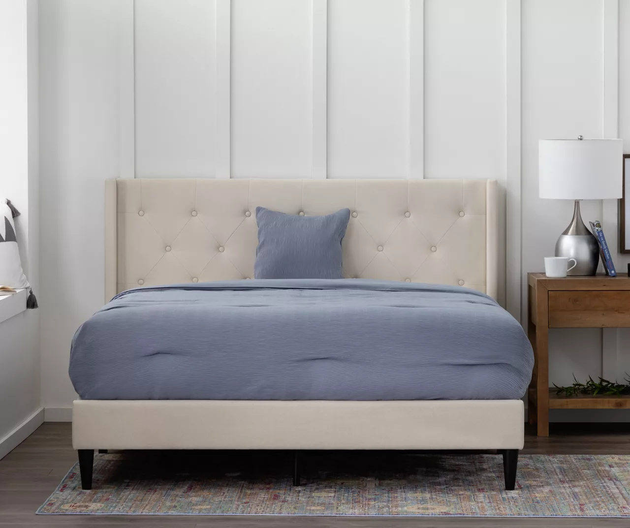 Isabelle Cream Upholstered Twin Wingback Bed 3 Isabelle Cream Upholstered Twin Wingback Bed