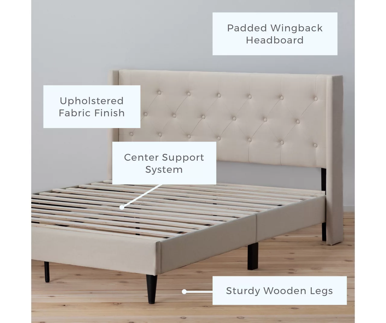 Isabelle Cream Upholstered Twin Wingback Bed 4 Isabelle Cream Upholstered Twin Wingback Bed - Image 2