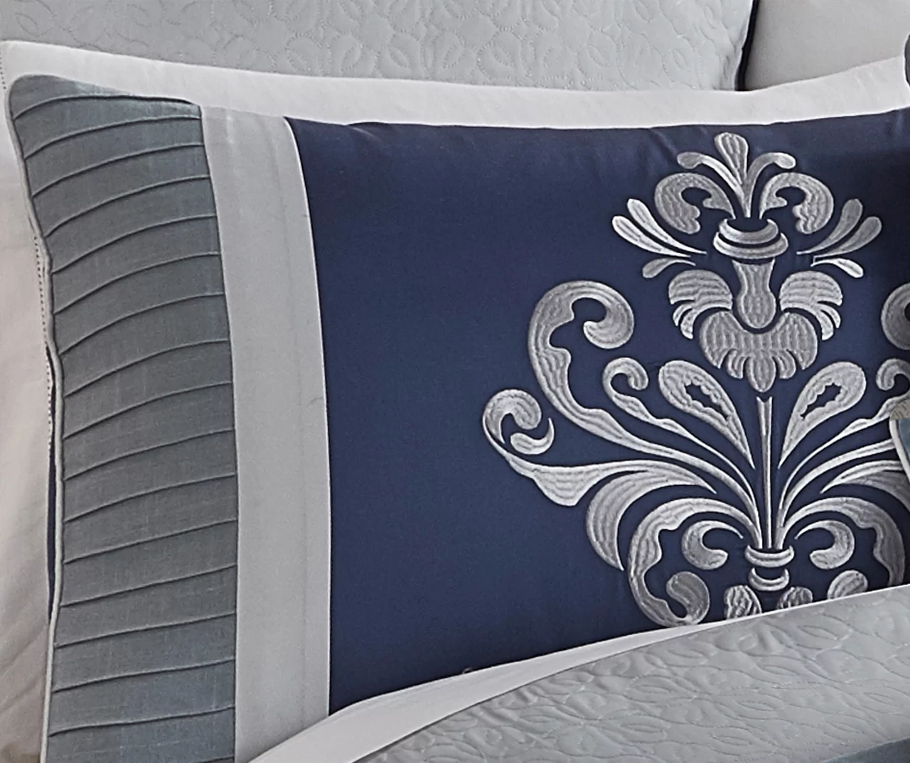 Blue & Gray Damask Clanton Comforter Set 6 Blue & Gray Damask Clanton Comforter Set - Image 4