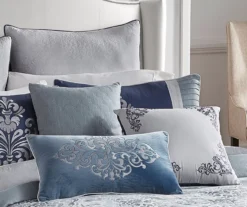 Blue & Gray Damask Clanton Comforter Set 19 Blue & Gray Damask Clanton Comforter Set -Household Items Sale 810547757 4