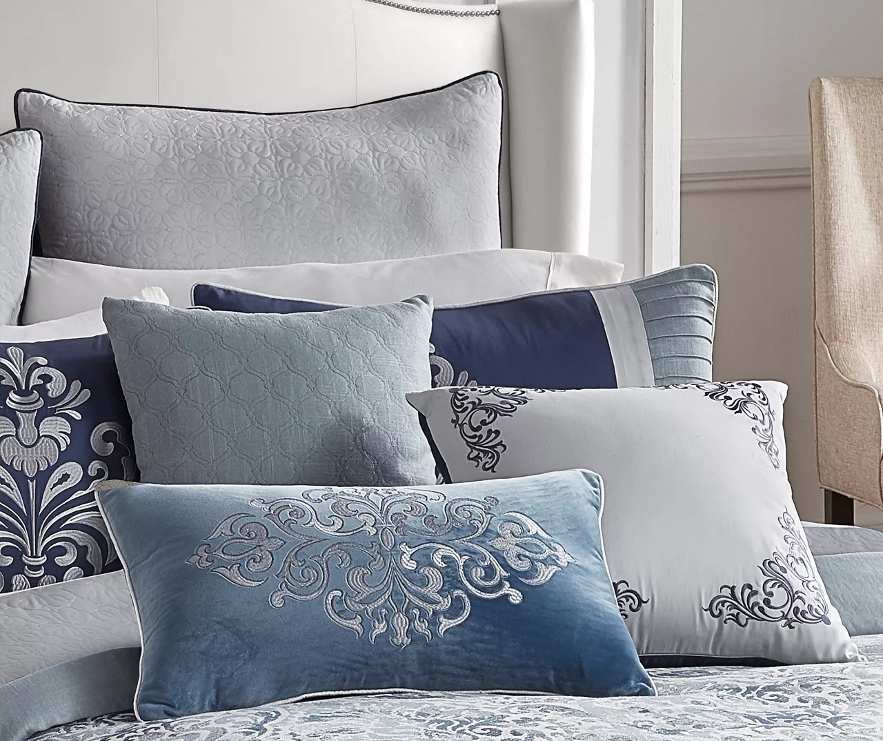 Blue & Gray Damask Clanton Comforter Set 8 Blue & Gray Damask Clanton Comforter Set - Image 6