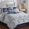 Blue & Gray Damask Clanton Queen 9-Piece Comforter Set 1 Blue & Gray Damask Clanton Queen 9-Piece Comforter Set -Household Items Sale 810547757 6