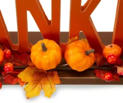 "Thankful" Pumpkin, Berries & Leaves Wordscript Tabletop Decor -Household Items Sale 810547801 5