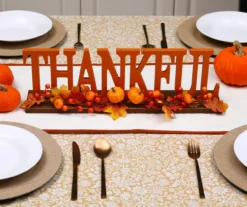 "Thankful" Pumpkin, Berries & Leaves Wordscript Tabletop Decor -Household Items Sale 810547801 7