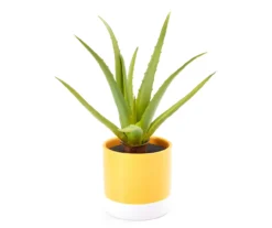 Artificial Aloe In Yellow Ceramic Pot