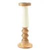 Brown & Beige 2-Tone Ripple-Pillar Candle Holder, (14") -Household Items Sale 810548564