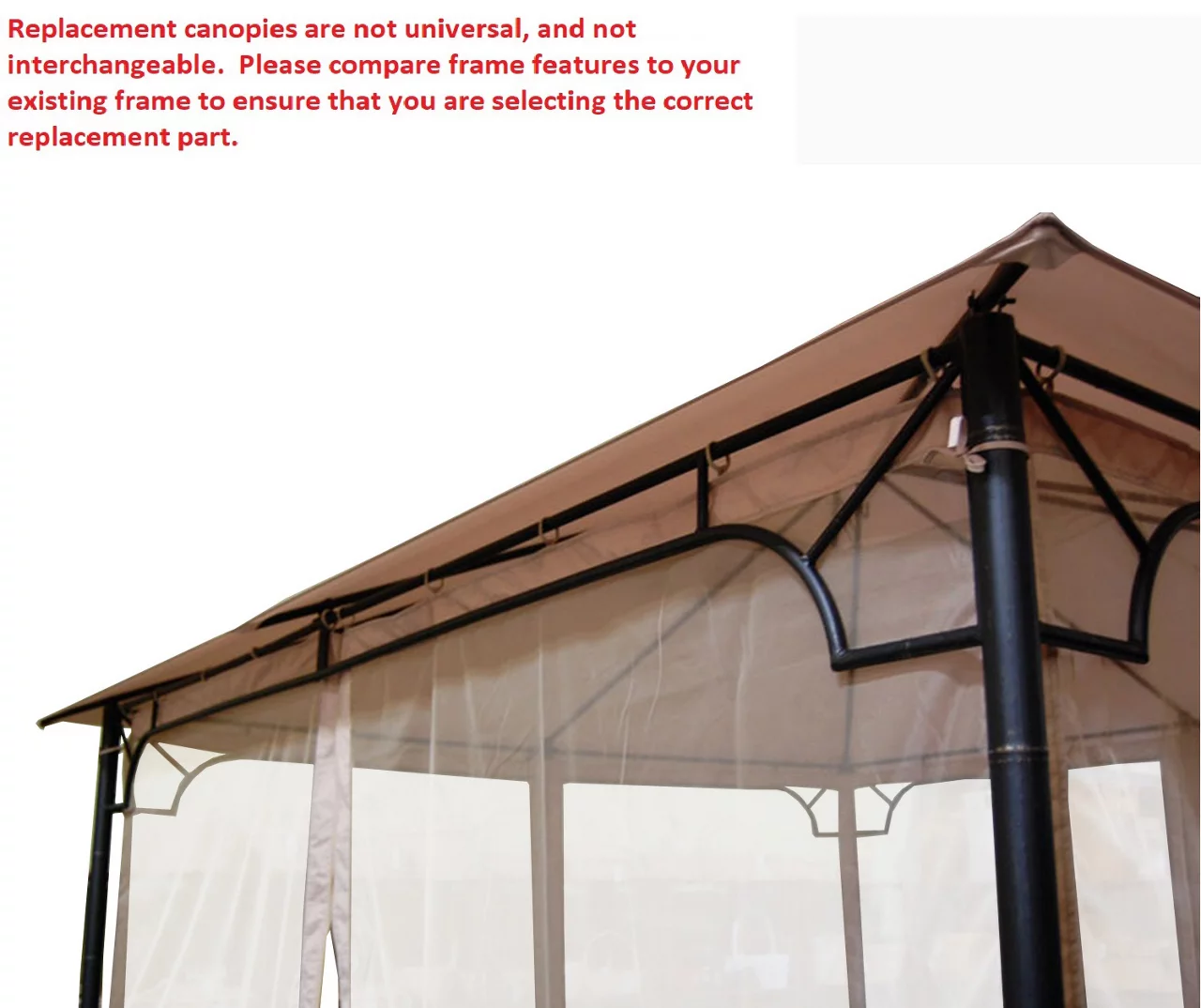 Bamboo Look Gazebo Beige Replacement Riplock Canopy & Side Mosquito Netting Set 6 Bamboo Look Gazebo Beige Replacement Riplock Canopy & Side Mosquito Netting Set - Image 4