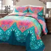 Turquoise & Hot Pink Ornate Paisley Boho Chic Full/Queen 3-Piece Quilt Set 1 Turquoise & Hot Pink Ornate Paisley Boho Chic Full/Queen 3-Piece Quilt Set -Household Items Sale 810552949