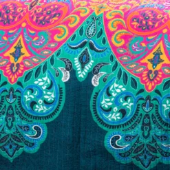 Turquoise & Hot Pink Ornate Paisley Boho Chic Full/Queen 3-Piece Quilt Set 11 Turquoise & Hot Pink Ornate Paisley Boho Chic Full/Queen 3-Piece Quilt Set -Household Items Sale 810552949 2