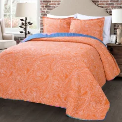 Turquoise & Hot Pink Ornate Paisley Boho Chic Full/Queen 3-Piece Quilt Set 12 Turquoise & Hot Pink Ornate Paisley Boho Chic Full/Queen 3-Piece Quilt Set -Household Items Sale 810552949 3