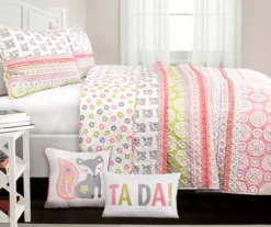 Pink & Gray Fox Ruffle Pattern Block Full/Queen 5-Piece Quilt Set 9 Pink & Gray Fox Ruffle Pattern Block Full/Queen 5-Piece Quilt Set -Household Items Sale 810553002 1