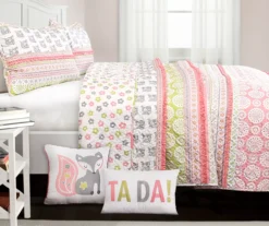 Pink & Gray Fox Ruffle Pattern Block Full/Queen 5-Piece Quilt Set 13 Pink & Gray Fox Ruffle Pattern Block Full/Queen 5-Piece Quilt Set -Household Items Sale 810553002 11