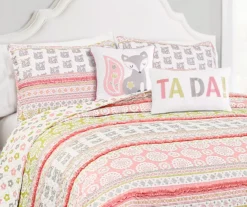 Pink & Gray Fox Ruffle Pattern Block Full/Queen 5-Piece Quilt Set 10 Pink & Gray Fox Ruffle Pattern Block Full/Queen 5-Piece Quilt Set -Household Items Sale 810553002 2