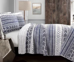 Hygge Navy & White Geometric Full/Queen 3-Piece Quilt Set