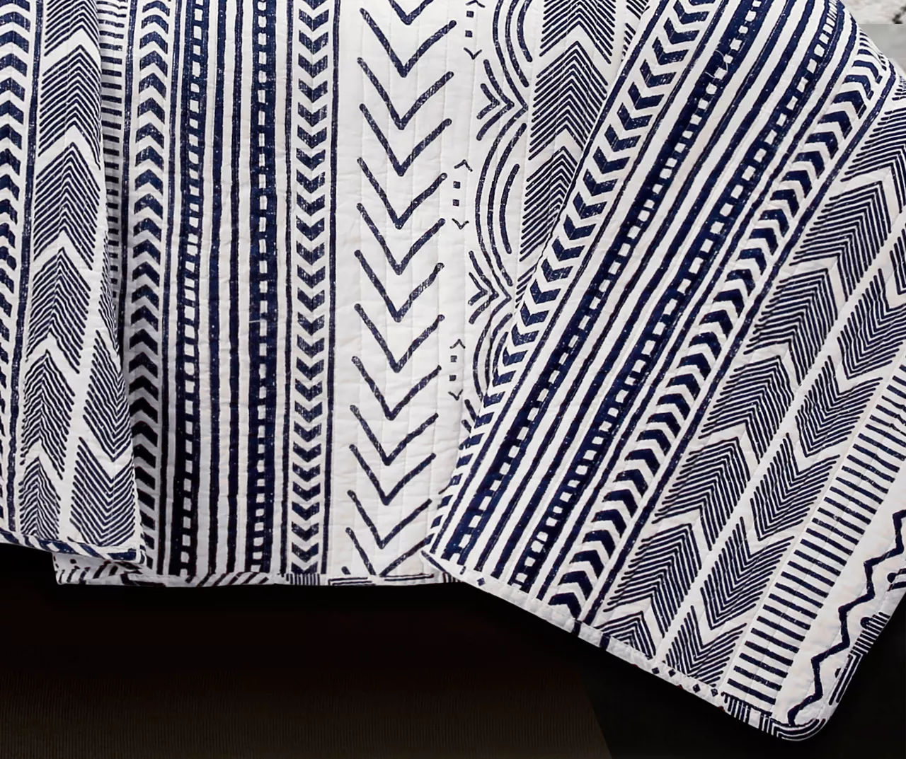 Hygge Navy & White Geometric Full/Queen 3-Piece Quilt Set 7 Hygge Navy & White Geometric Full/Queen 3-Piece Quilt Set - Image 5