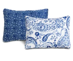 Erindale White & Blue Floral Paisley Full/Queen 3-Piece Quilt Set -Household Items Sale 810553071 3