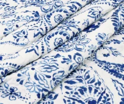 Erindale White & Blue Floral Paisley Full/Queen 3-Piece Quilt Set -Household Items Sale 810553071 41