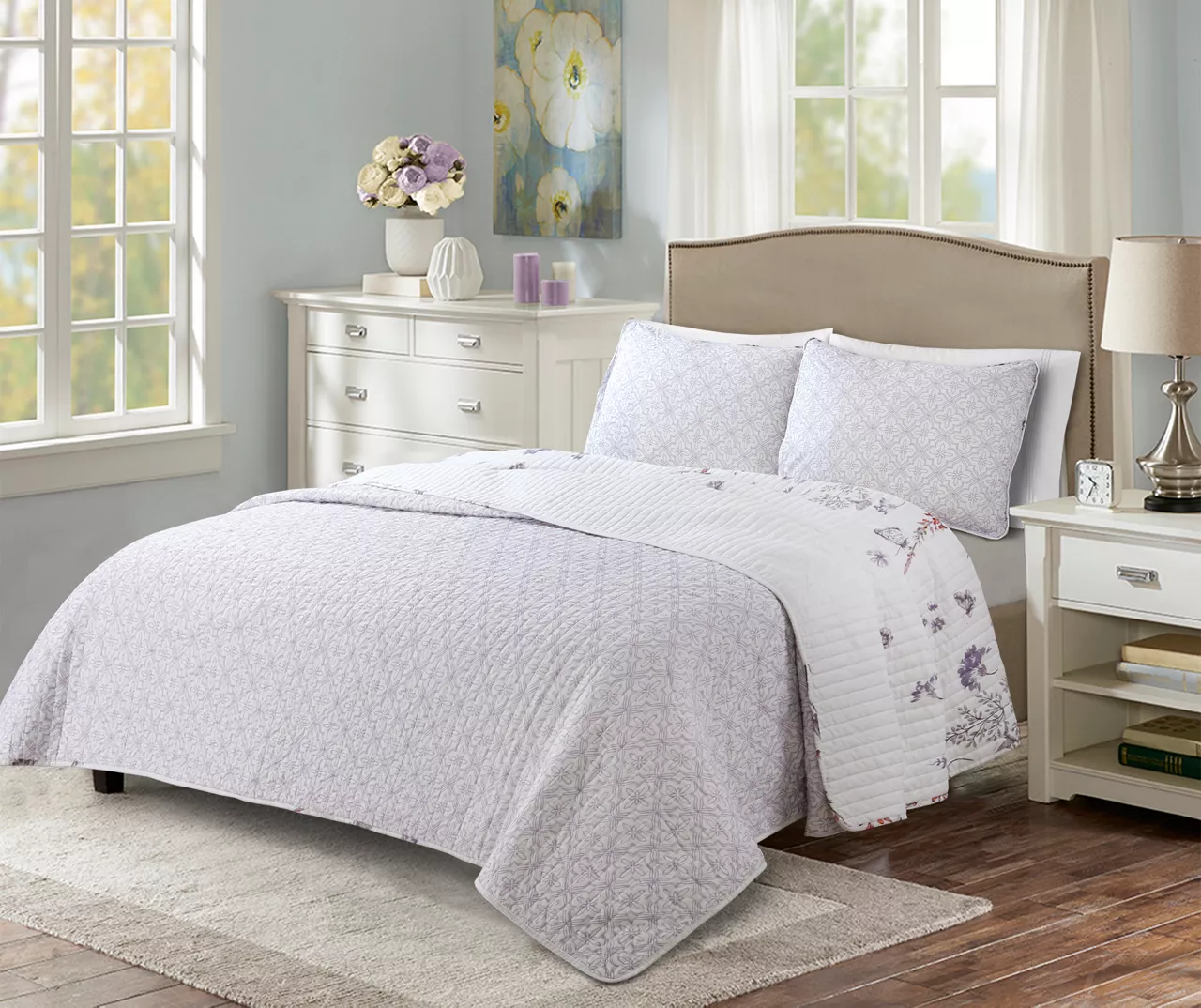 Adalia Floral Reversible 3-Piece Quilt Set 10 Adalia Floral Reversible 3-Piece Quilt Set - Image 8