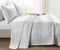 Hygge Gray & White Geometric Reversible King 3-Piece Quilt Set -Household Items Sale 810553390 11