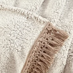 Beige Tassel-Fringe Sherpa Throw, (50" X 60") 10 Beige Tassel-Fringe Sherpa Throw, (50" X 60") -Household Items Sale 810553491 2