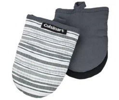 Cuisinart Castlerock Gray & White Dashed Stripe Mini Oven Mitt, 2-Pack