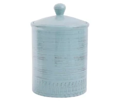 Distressed Aqua Ceramic Canister, 78 Oz.