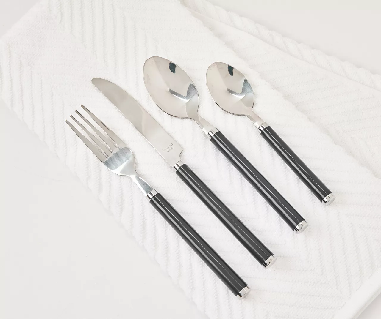 Real Living Black Handle 16-Piece Flatware Set 4 Real Living Black Handle 16-Piece Flatware Set - Image 2