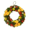 12" Yellow Floral & Moss Wreath -Household Items Sale 810574695