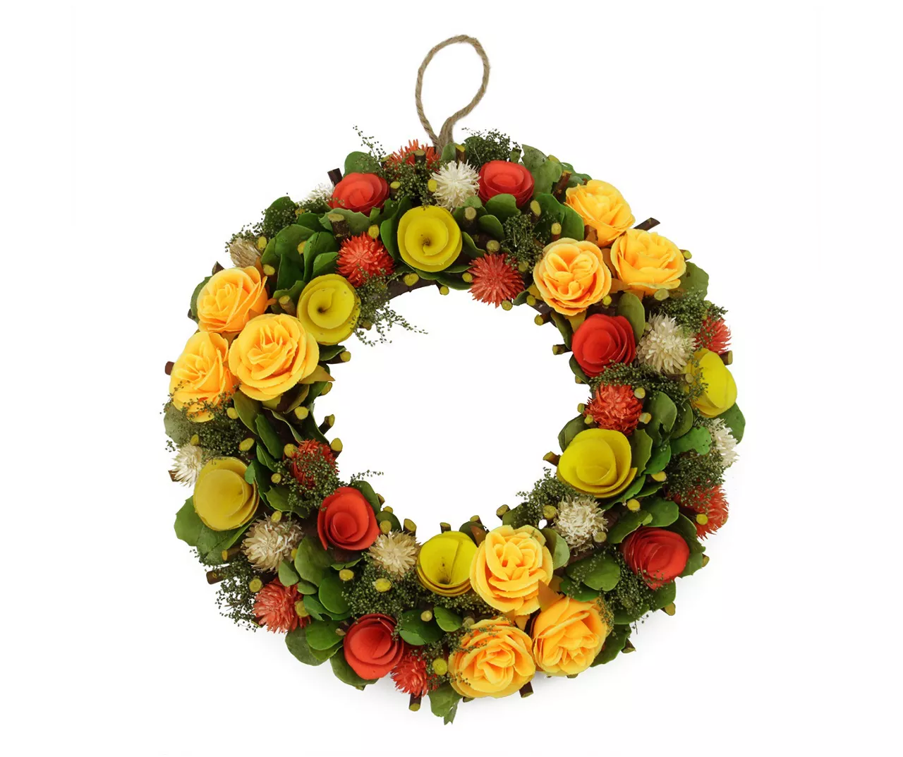 12" Yellow Floral & Moss Wreath 3 12" Yellow Floral & Moss Wreath