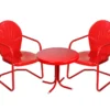 Red 3-Piece Metal Patio Chair & Side Table Set 2 Red 3-Piece Metal Patio Chair & Side Table Set -Household Items Sale 810575991