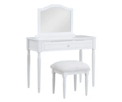 Vanity Table Set With Mirror & Faux Fur Stool 9 Vanity Table Set With Mirror & Faux Fur Stool -Household Items Sale 810576524 810576521 A0
