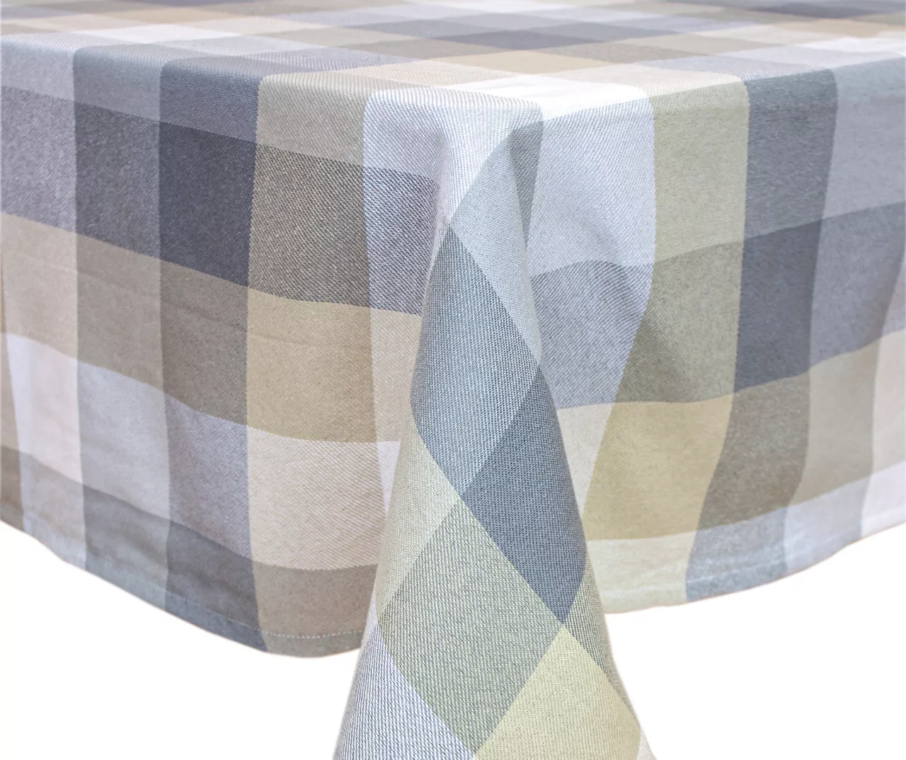 Cuisinart Oyster Gray & Tan Plaid Fabric Tablecloth 3 Cuisinart Oyster Gray & Tan Plaid Fabric Tablecloth