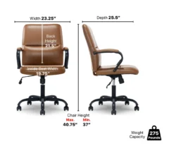 Camel Brown Vegan Leather Office Chair 25 Camel Brown Vegan Leather Office Chair -Household Items Sale 810583520 A6