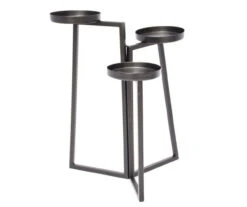 Black 3-Tier Metal Pillar Candle Holder