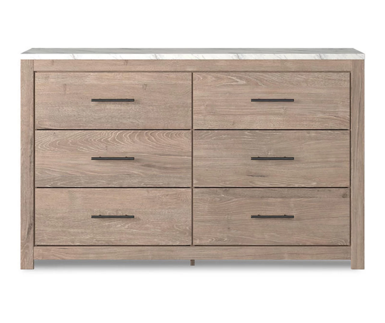 Senniberg Oak & Faux Calcutta 6-Drawer Dresser 3 Senniberg Oak & Faux Calcutta 6-Drawer Dresser