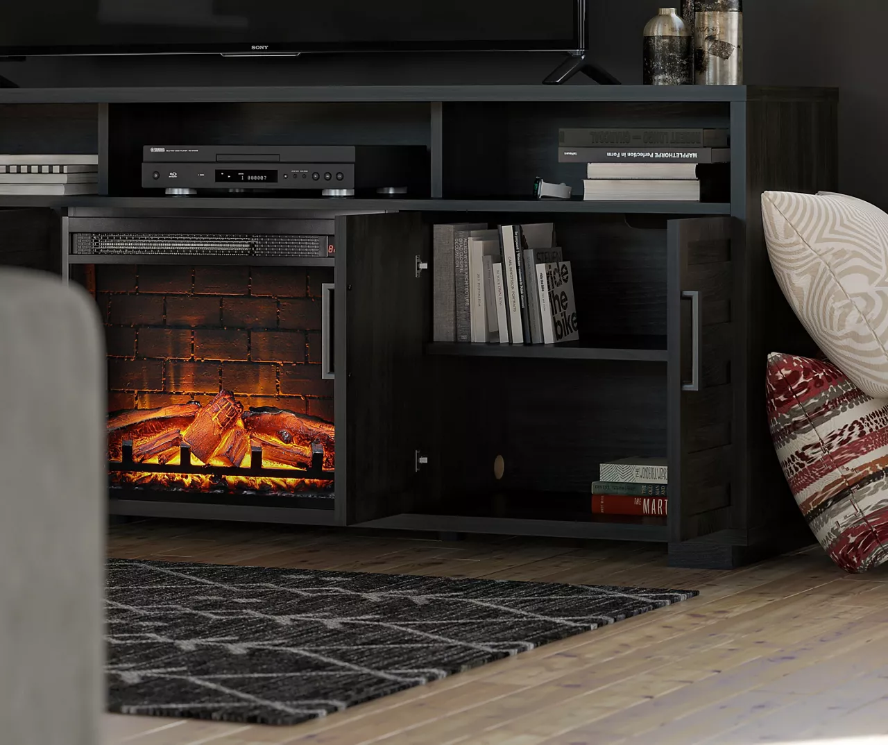 68.7" Foxwick Espresso Electric Fireplace Console 8 68.7" Foxwick Espresso Electric Fireplace Console - Image 6