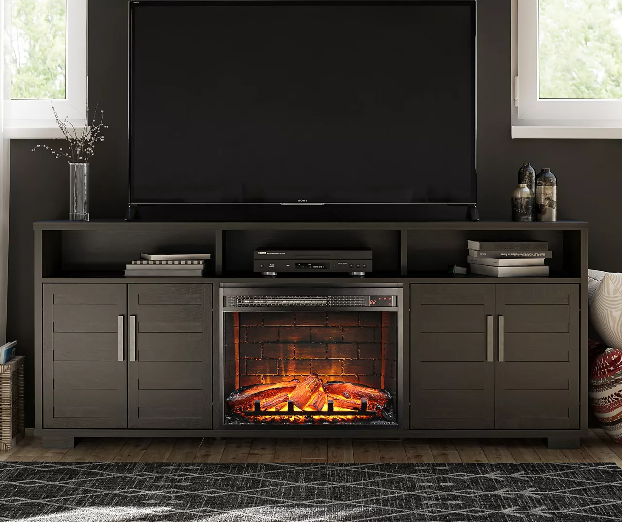 68.7" Foxwick Espresso Electric Fireplace Console 6 68.7" Foxwick Espresso Electric Fireplace Console - Image 4