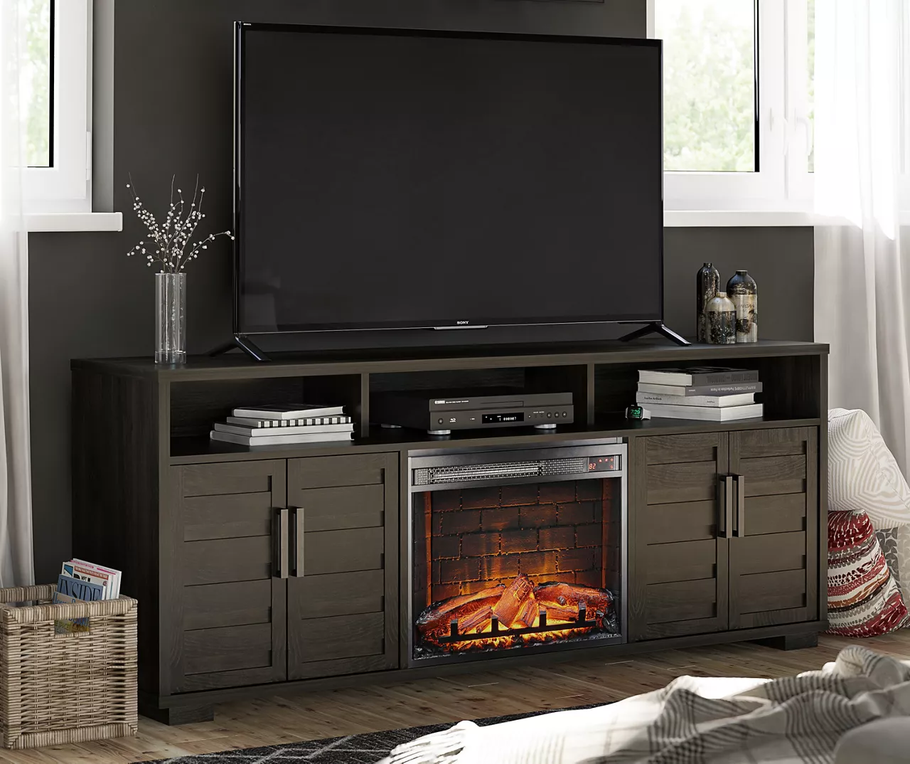 68.7" Foxwick Espresso Electric Fireplace Console 7 68.7" Foxwick Espresso Electric Fireplace Console - Image 5