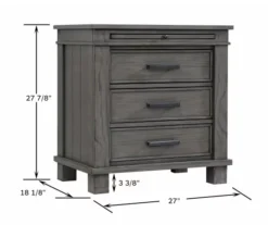 Topeka Warm Gray 3-Drawer Nightstand With USB Charging 18 Topeka Warm Gray 3-Drawer Nightstand With USB Charging -Household Items Sale 810591526 9